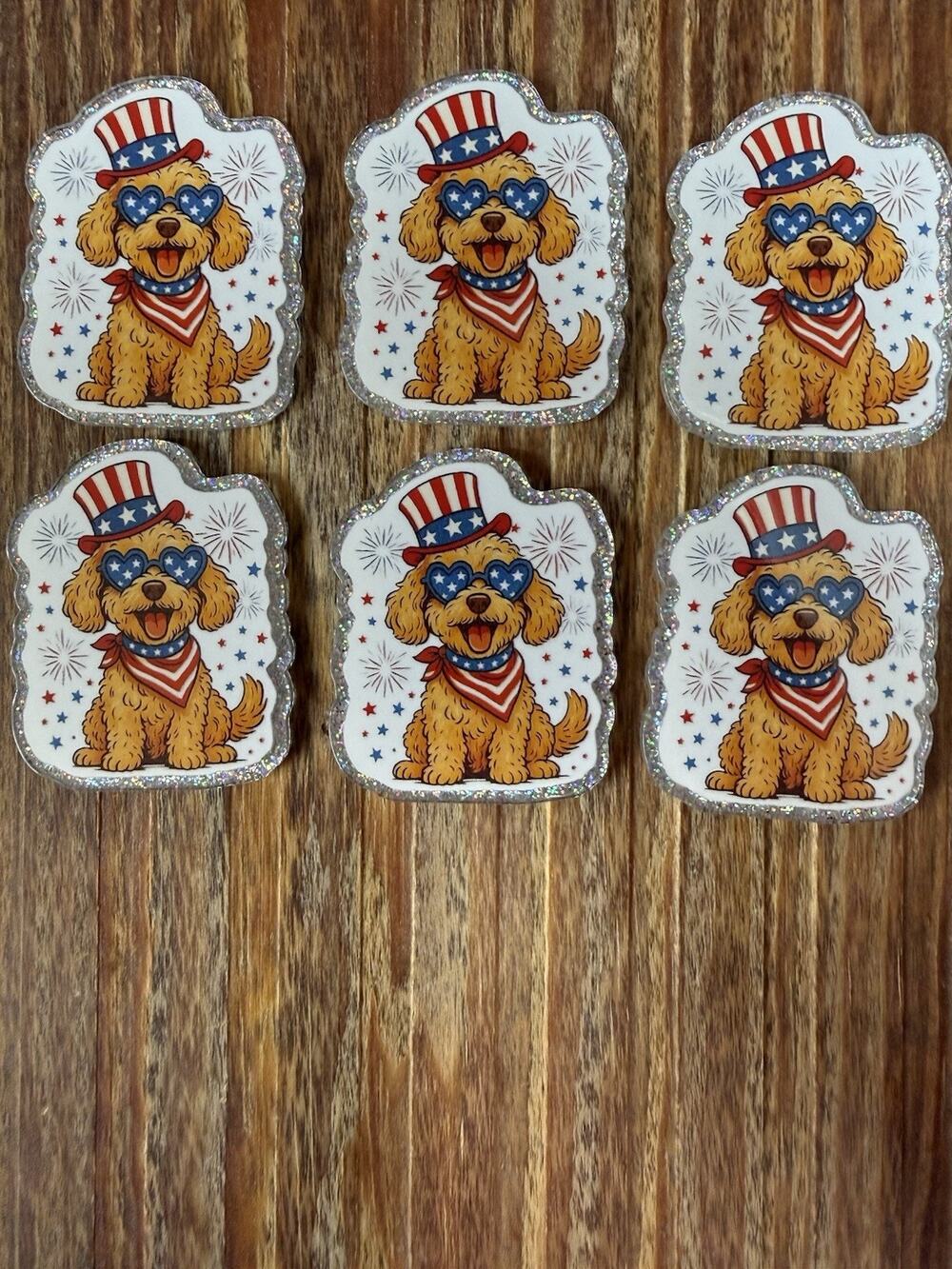6 Pc American Doodle Dog Acrylic Flatbacks